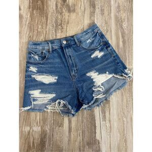American Eagle 90s Boyfriend Jean Shorts Hi Rise Raw Hem Distressed Women’s Sz 6